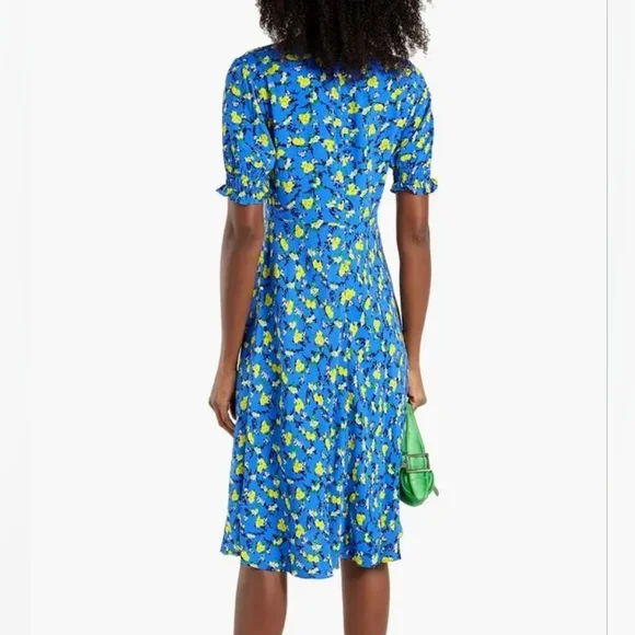 $308 Diane Von Furstenberg Jemma Shirred Floral-Print Crepe Dress - Picture 9 of 15